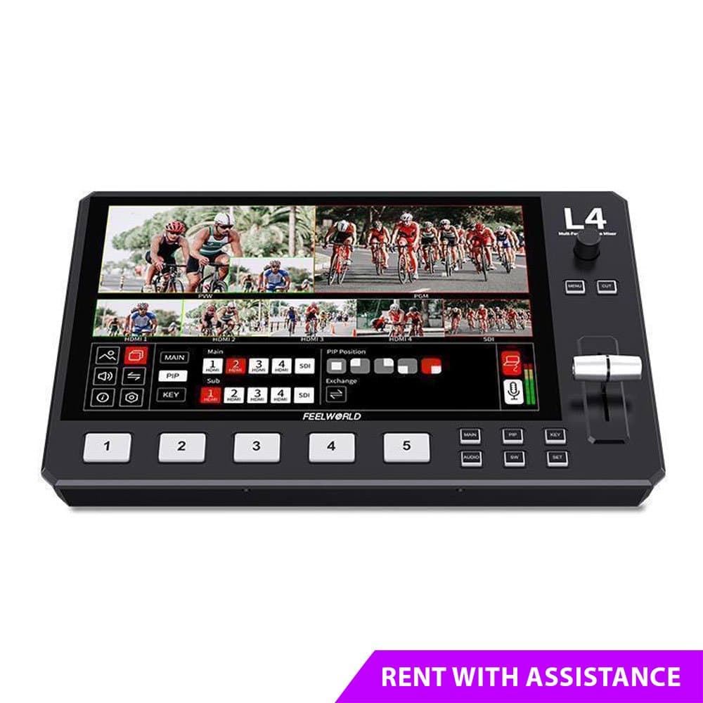 Rent the FEELWORLD L4 multi-camera video mixer switcher with 10.1 inch touchscreen in Colombo, Sri Lanka