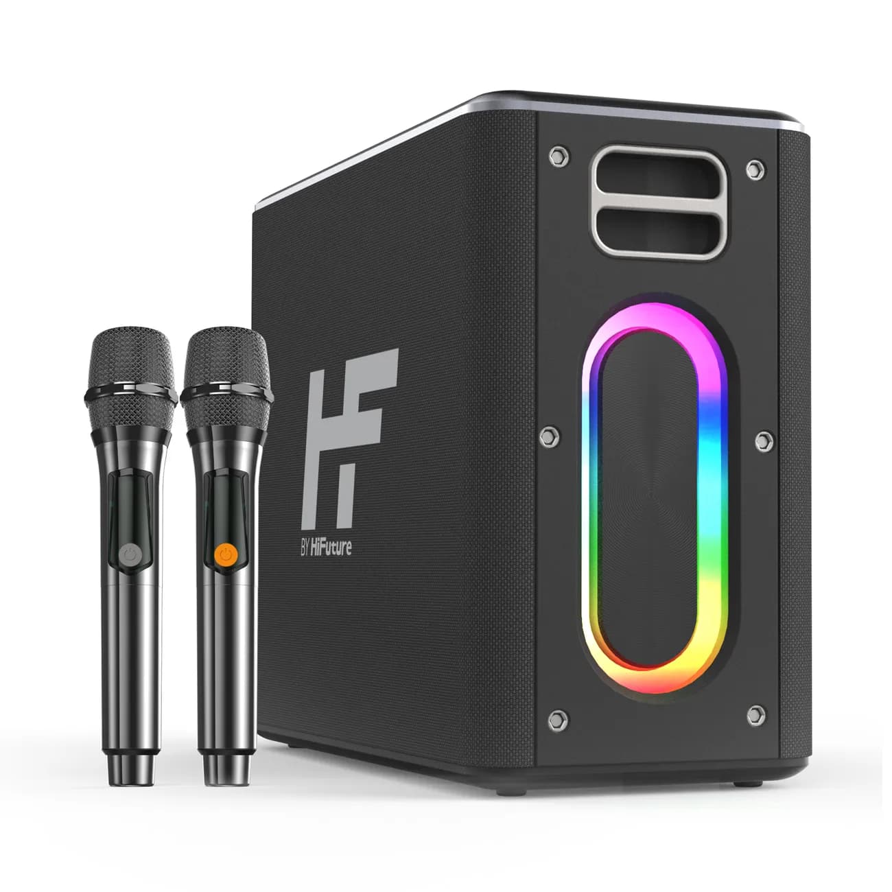 Rent the HiFuture MusicBox 100W Bluetooth party speaker with two wireless mics and RGB lights in Colombo, Sri Lanka