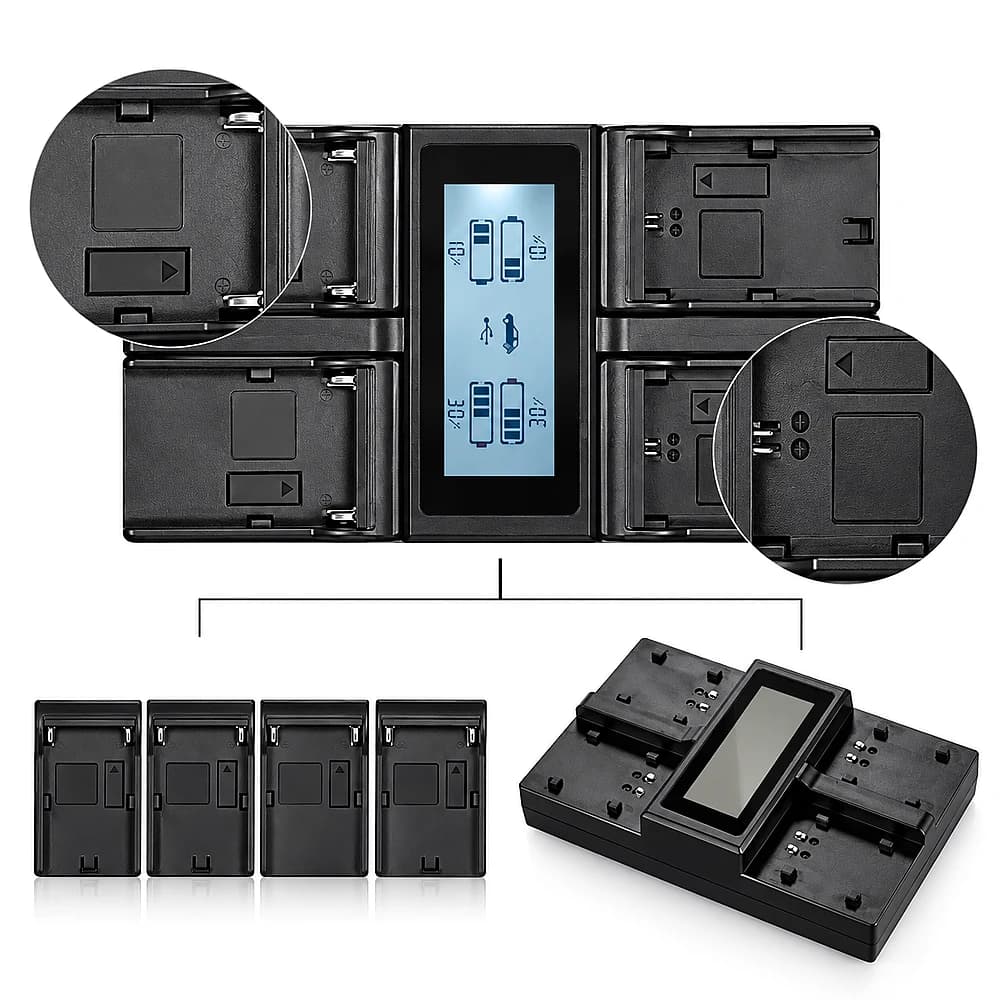 4-Channel NP-F970 Battery Charger for Sony L-Series — view 1