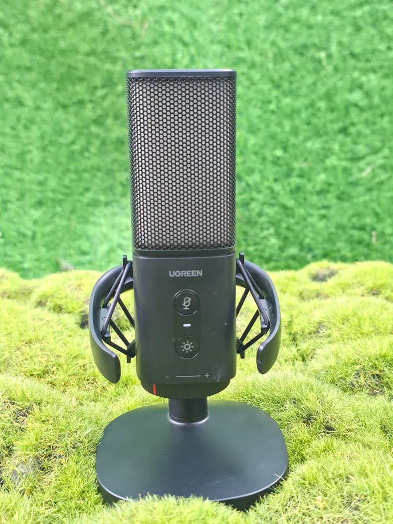UGREEN RGB USB Desktop Microphone — real photo 3 (mute and brightness controls)