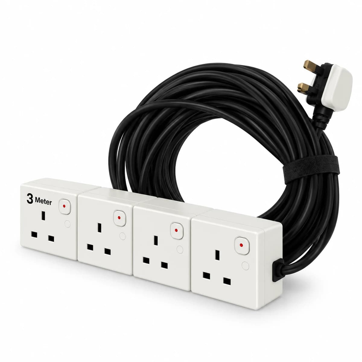 4-Socket 3m 13A Extension Cord — view 1