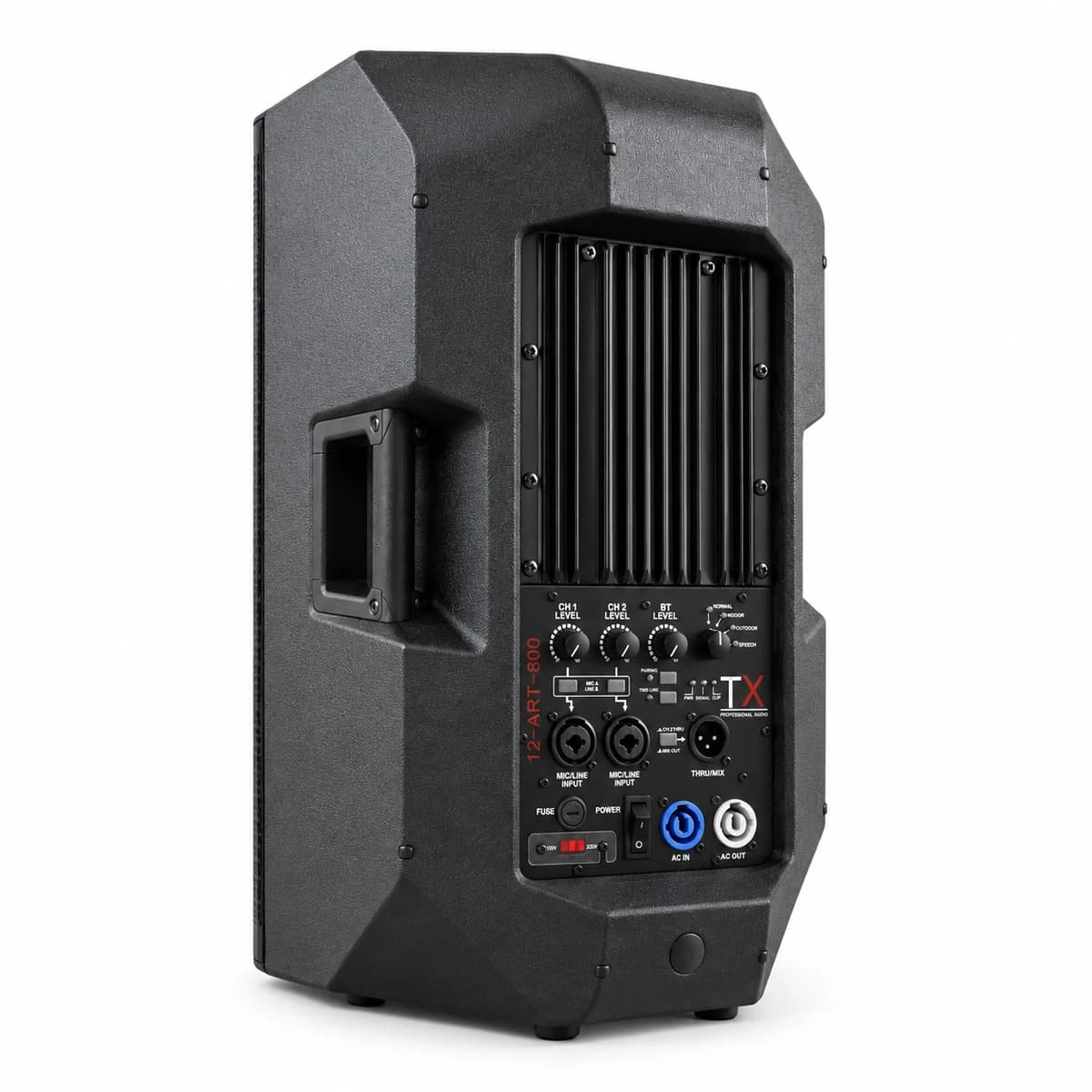 TX 800W 12-inch Active PA Speaker — rear-left angle