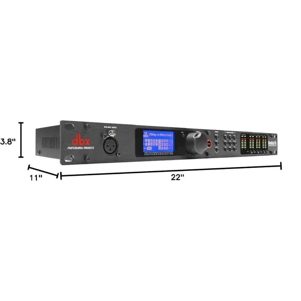dbx DriveRack PA2 dimensions — 1U rack unit, 19 inch wide