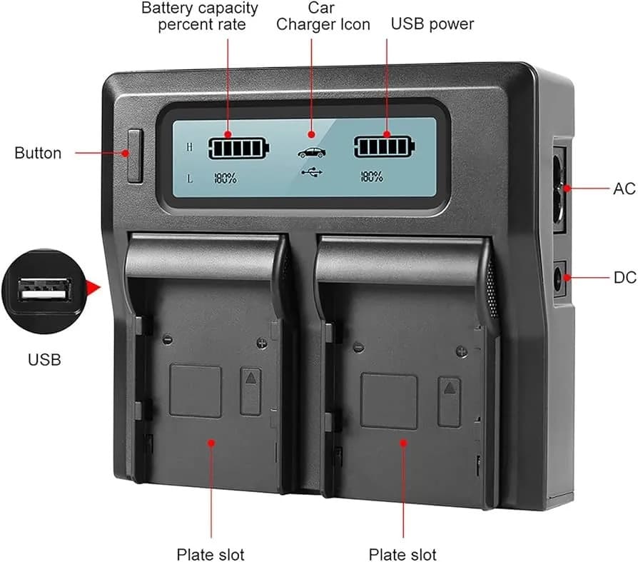 Rent a Sony double bay NP-F970 battery charger in Colombo from Rentitem.lk