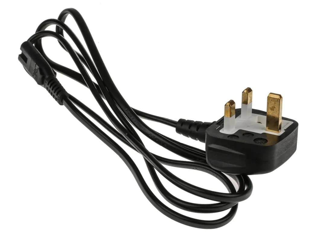 Rent a short UK 3-pin to IEC C7 figure-8 power cable, 0.5m black, in Colombo from Rentitem.lk - thumbnail 1
