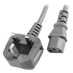 Rent a gray UK 3-pin to IEC C13 power cable (2m) for PCs and PDUs in Colombo from Rentitem.lk