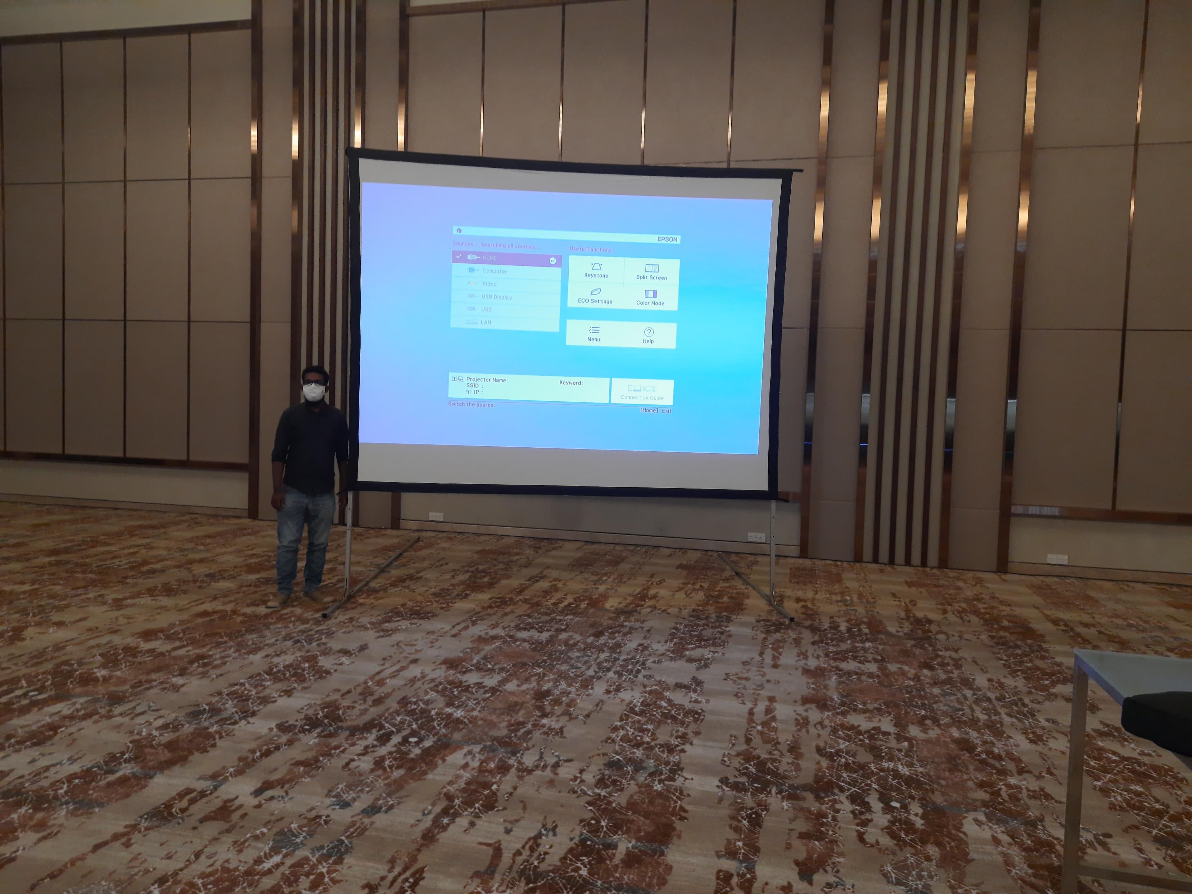 Fast Fold Projector Screen 12 x 9 Feet (Front & Rear) in action 2