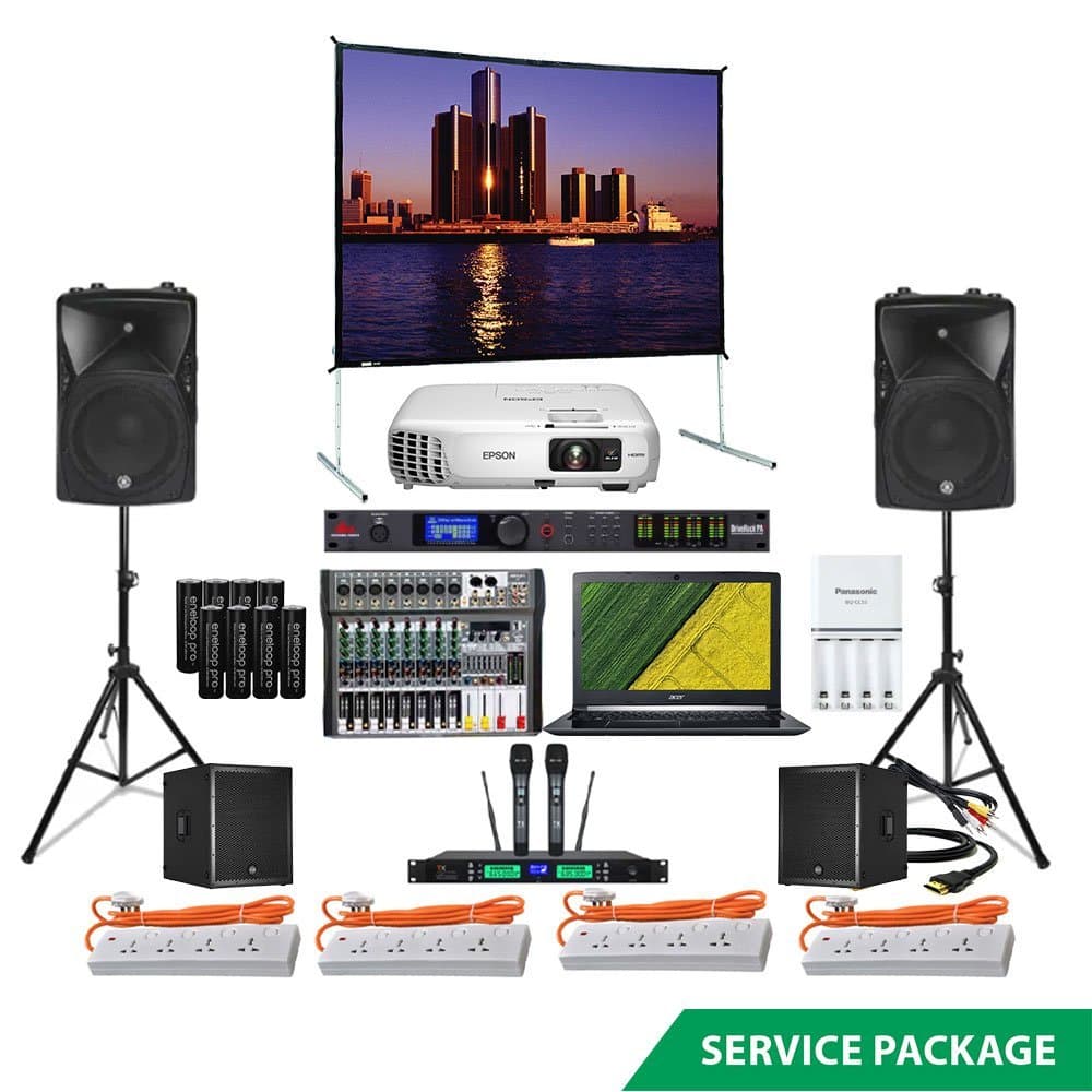 Rent the Display Party Karaoke Package in Sri Lanka from Rentitem.lk: speakers, mics, mixer, projector and screen