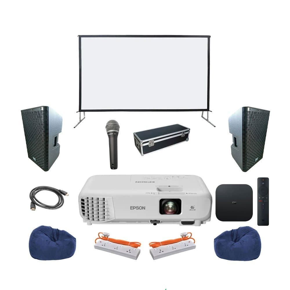 Rent the Party Movie Night Package in Colombo from Rentitem.lk with projector, screen, speakers and Android TV box