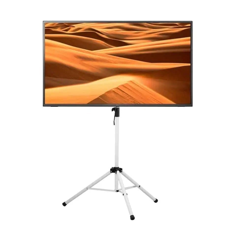 Rent a 50 inch 4K Android smart TV setup on a mobile stand in Colombo from Rentitem.lk