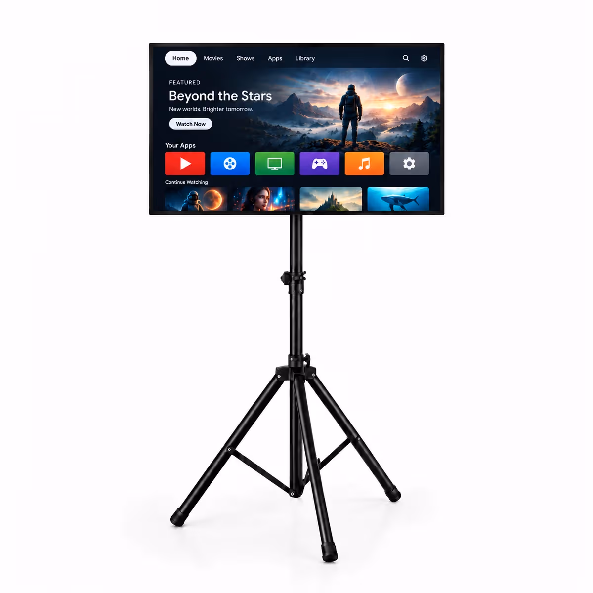 Rent 40 Inch FHD Android Smart TV Screen Setup in Sri Lanka from Rentitem.lk, with tripod stand and cabling