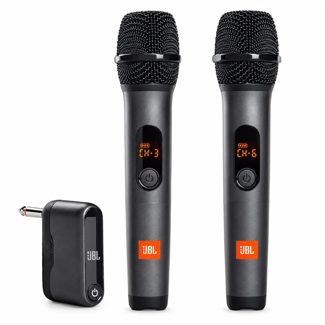 Rent the JBL PartyBox Dual Wireless Microphone System with two mics and receiver in Colombo from Rentitem.lk