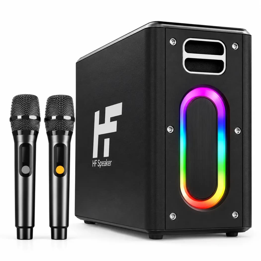 Rent the HiFuture MusicBox 100W Bluetooth party speaker with two wireless mics and RGB lights in Colombo, Sri Lanka