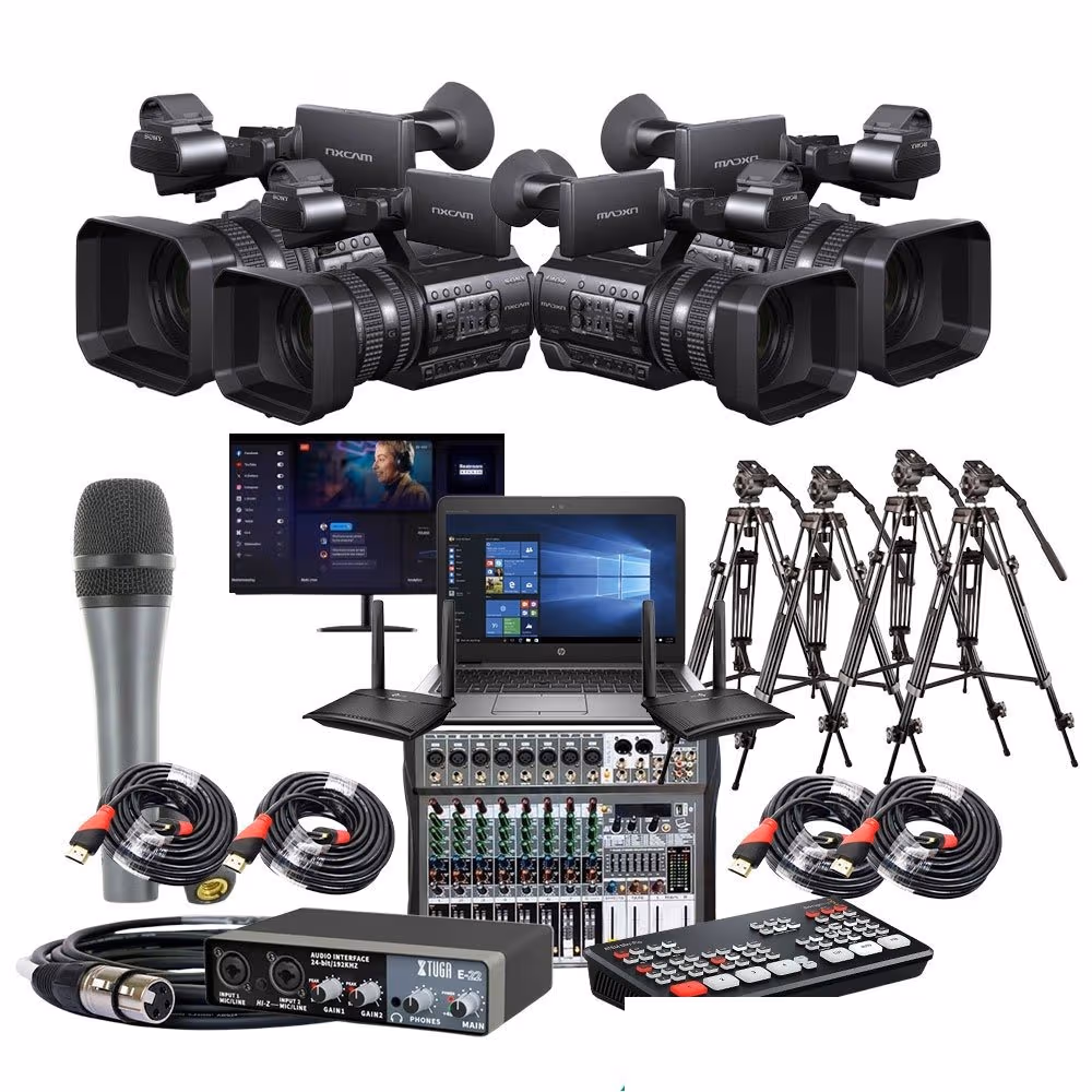 Rent the Four Camera Multi Channel Live Streaming package in Colombo, Sri Lanka, with Sony camcorders and an ATEM Mini Pro switcher from Rentitem.lk