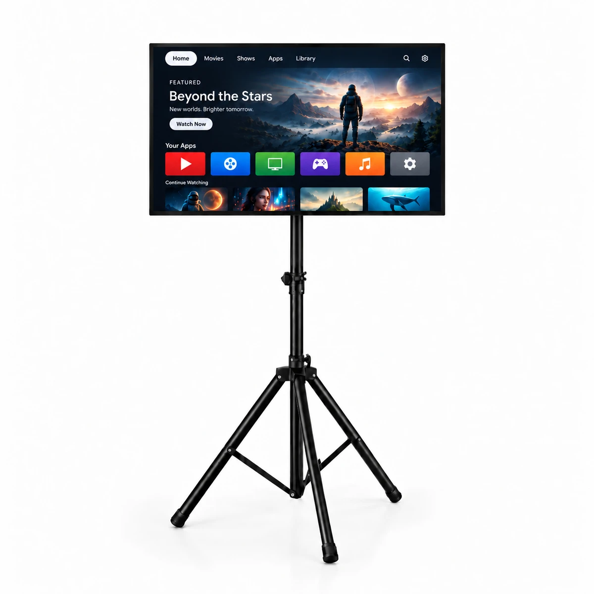 Rent 40 Inch FHD Android Smart TV Screen Setup in Sri Lanka from Rentitem.lk, with tripod stand and cabling