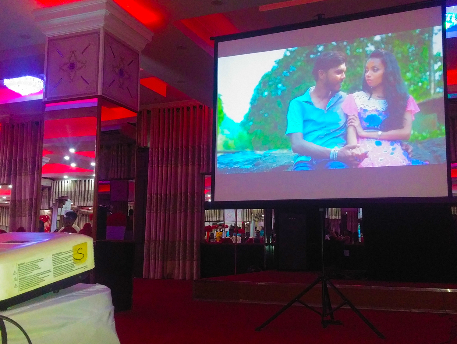 Epson EB-X05 Projector 3300 Lumens display at Sri Lankan wedding venue