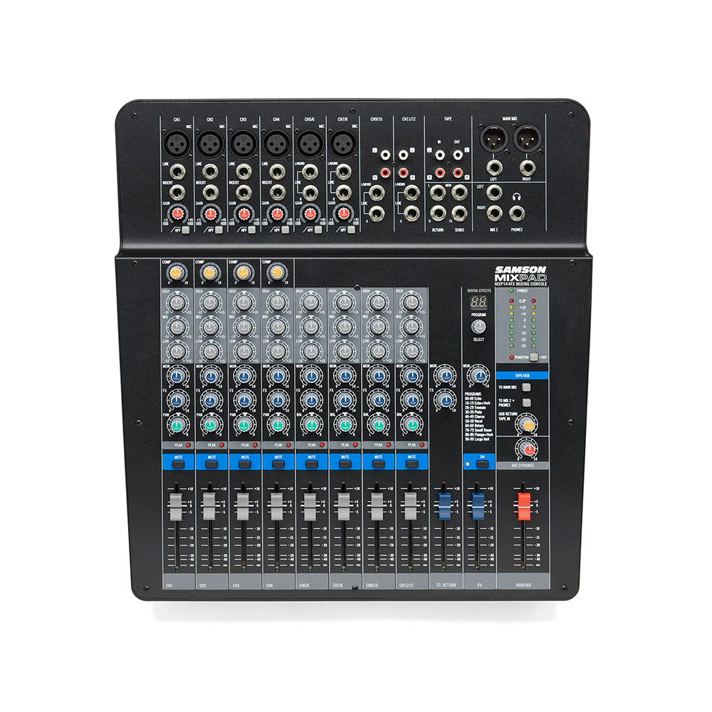 Samson 12-Channel Audio Mixer Front View for Rent