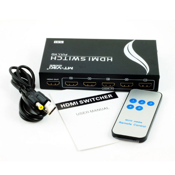 HDMI 5-in-1 Out Switcher Front View - Rentitem.lk