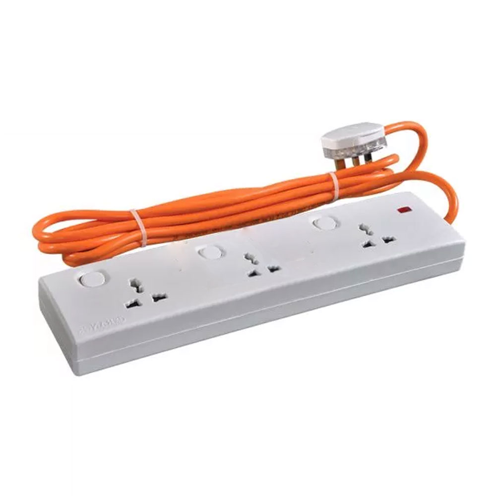 Orange Power Extension Cord 10M with 3 Sockets for Events in Sri Lanka