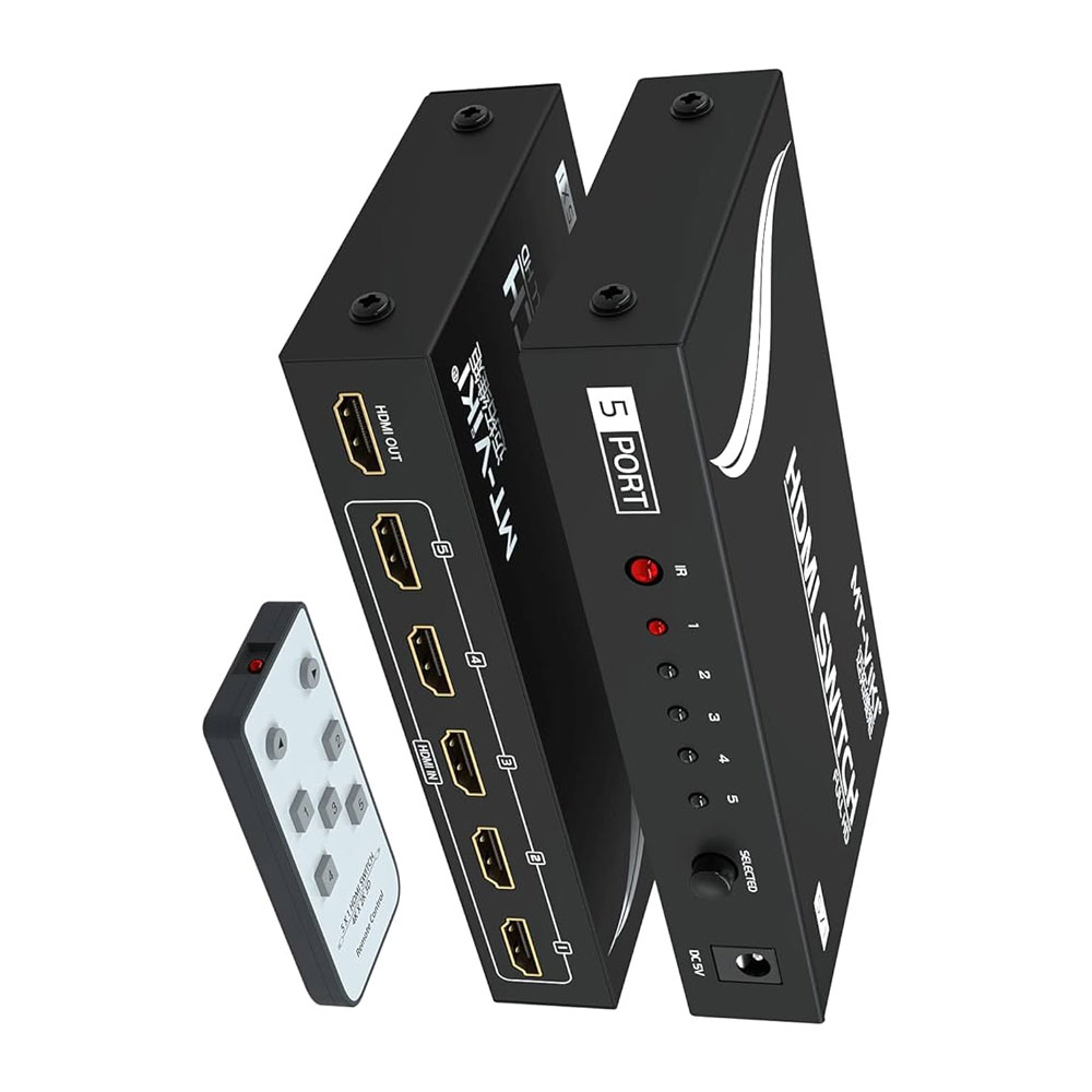 HDMI 5-in-1 Out Switcher Front View - Rentitem.lk