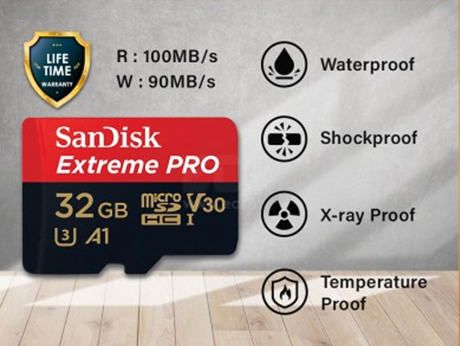 Rear View of Extreme Pro 32GB Memory Card - Durable and Reliable