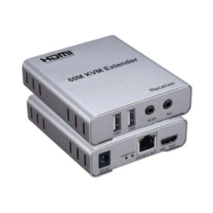 HDMI KVM Extender up to 60M for rent in Sri Lanka - Front View" Alt Text for Image 2: "High-quality HDMI signal transmission - HDMI KVM Extender C