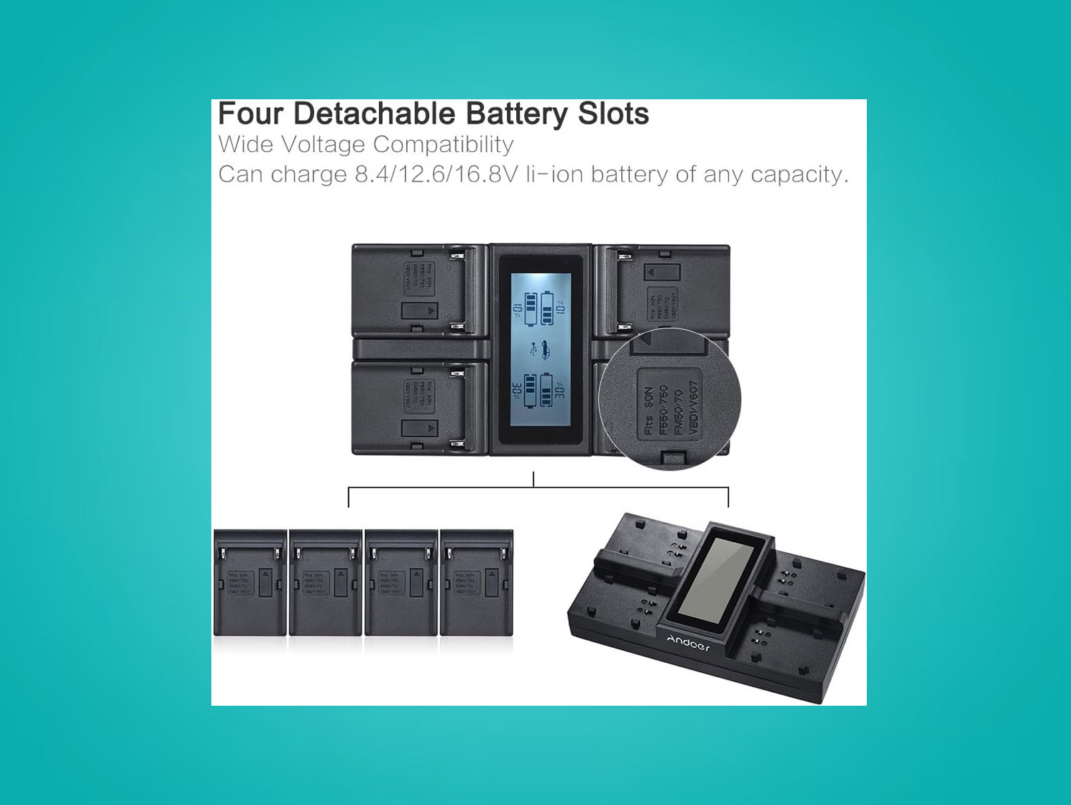Compact NP-F970 Battery Charger on Location