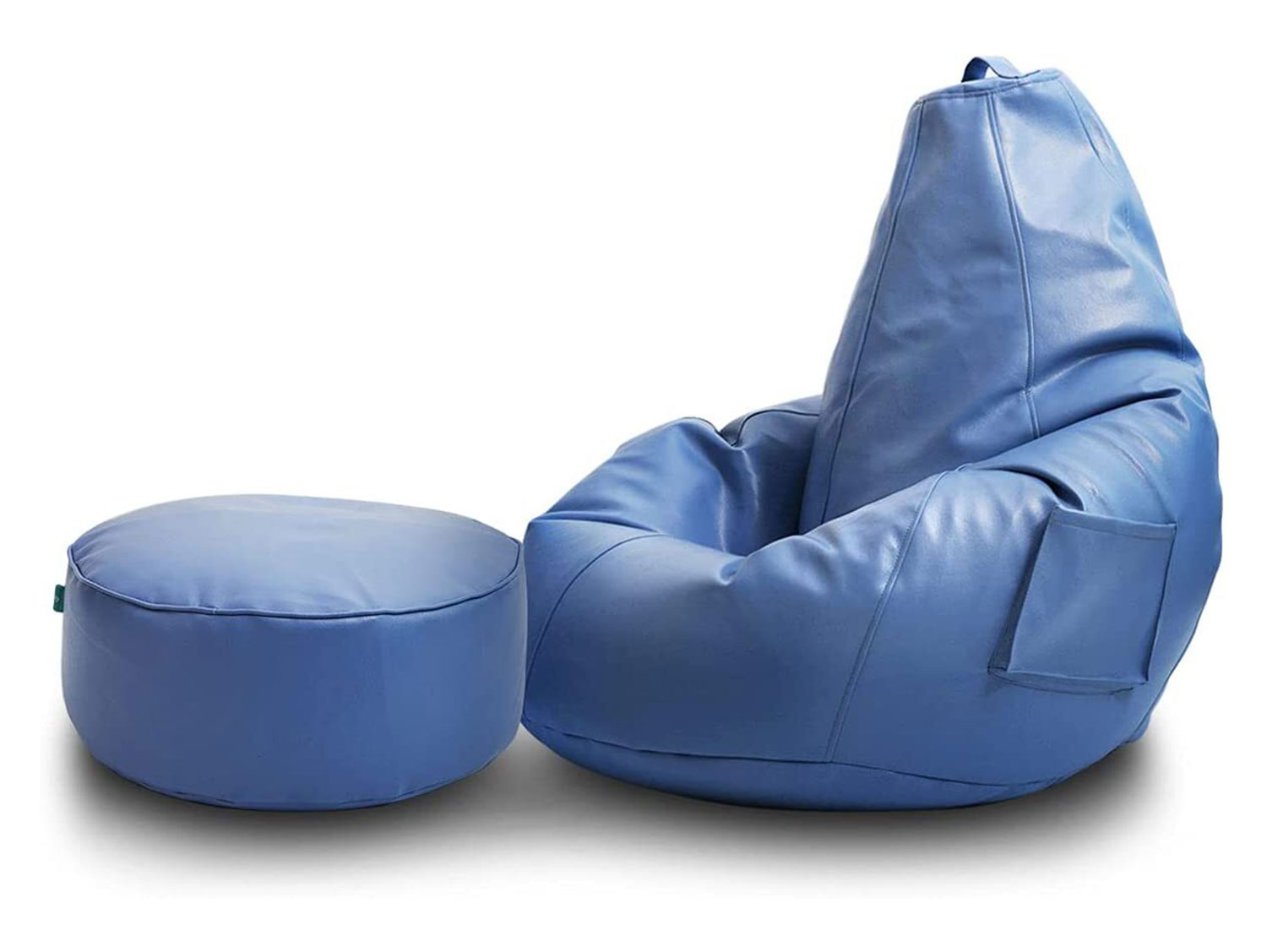 Premium Leather Lounger Bean Bag - Side View
