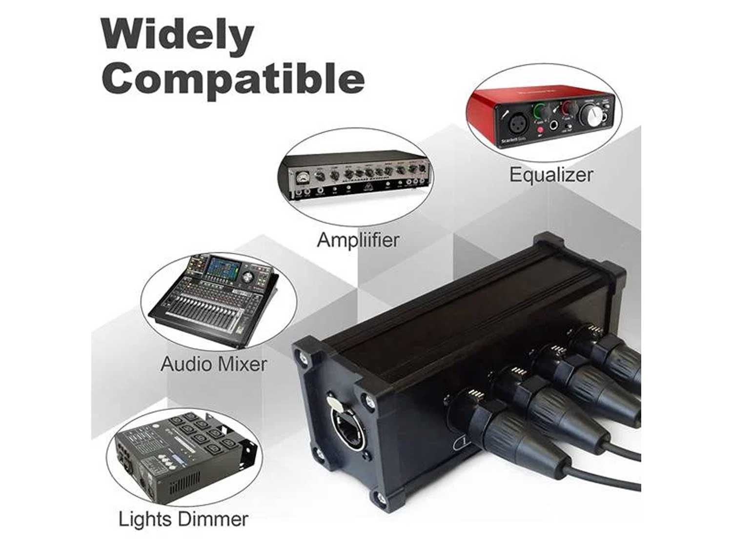 4-Channel XLR and DMX Network Cable Extender Front View