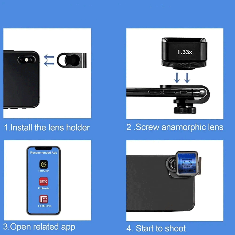 1.33X Anamorphic Lens Filmmaking Phone Camera Lens Mobile