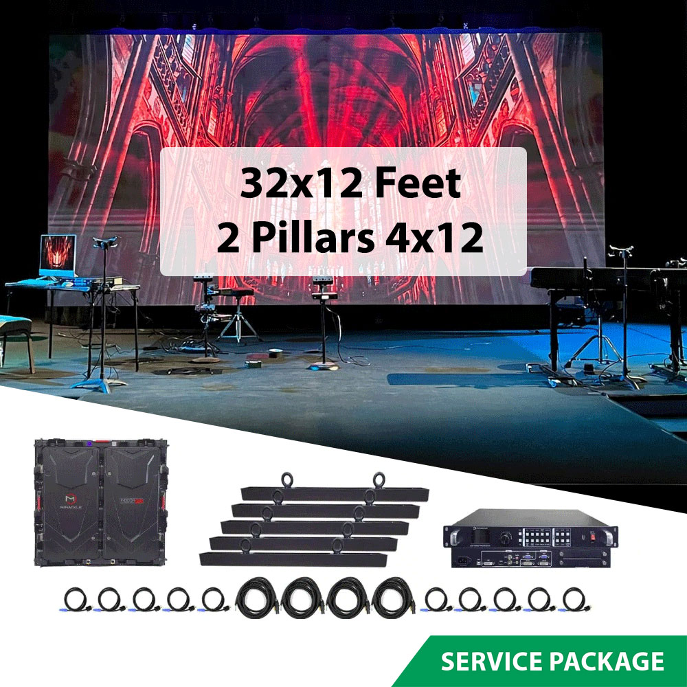 Rent LED Video Wall 32x12 Feet with 4x12 Pillars | Sri Lanka