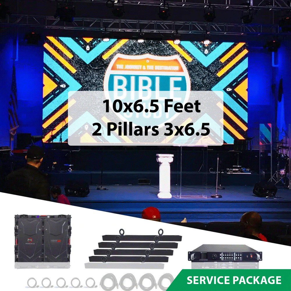 LED Video Wall 10x6.5 Feet 2 Pillars 3x6.5 (P2.8MM) rent in srilanka