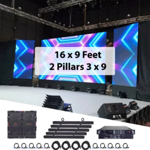 LED Video Wall 16x9 Feet 2 Pillars 3x9 Feet (P2.8MM) for Rent | Sri Lanka
