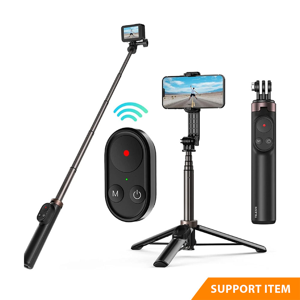 TELESIN 4 ways Selfie Stick with Tripod Hand Grip Pole for GoPro