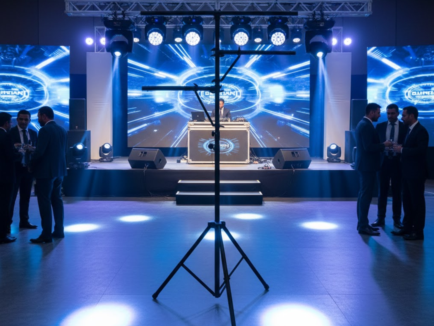 DJ T Bar Dual Sidebar Tripod Light Stand Extendable