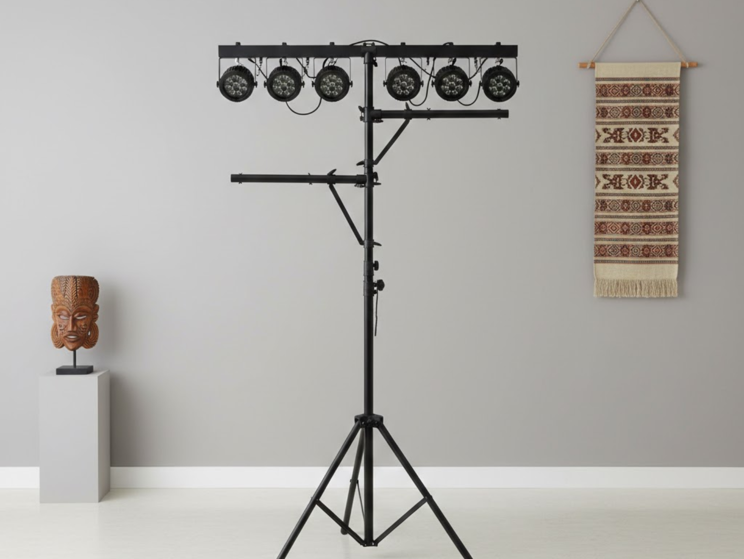 DJ T Bar Dual Sidebar Tripod Light Stand Extendable