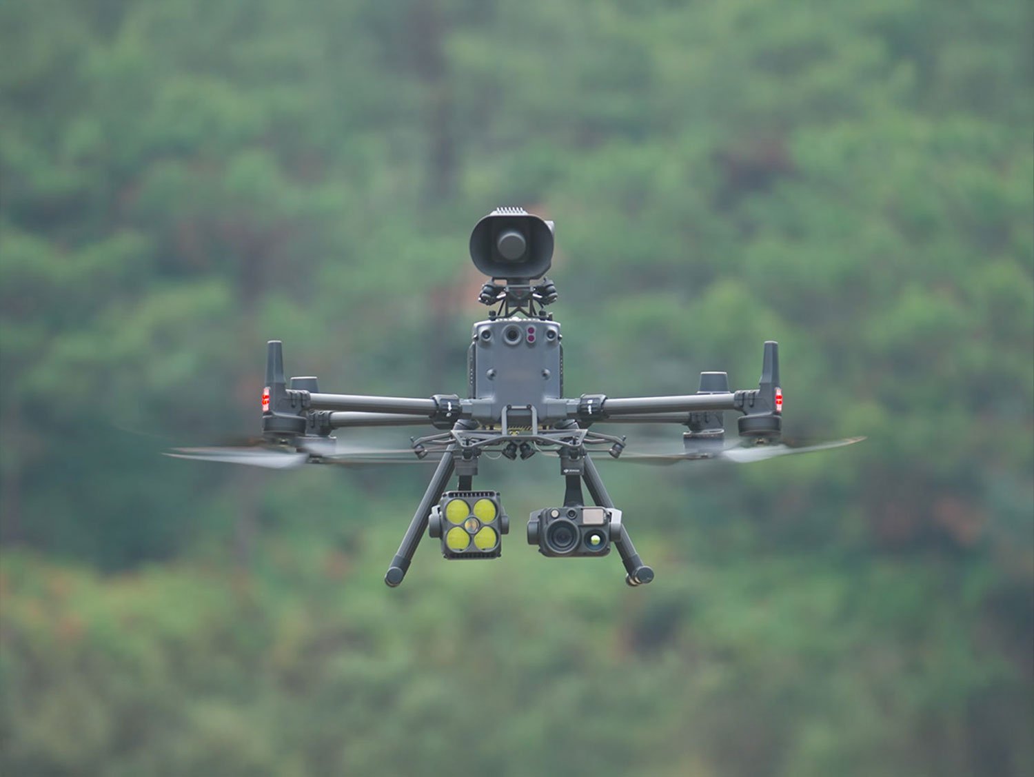 DJI Zenmuse V1 drone loudspeaker showing high power audio speaker unit