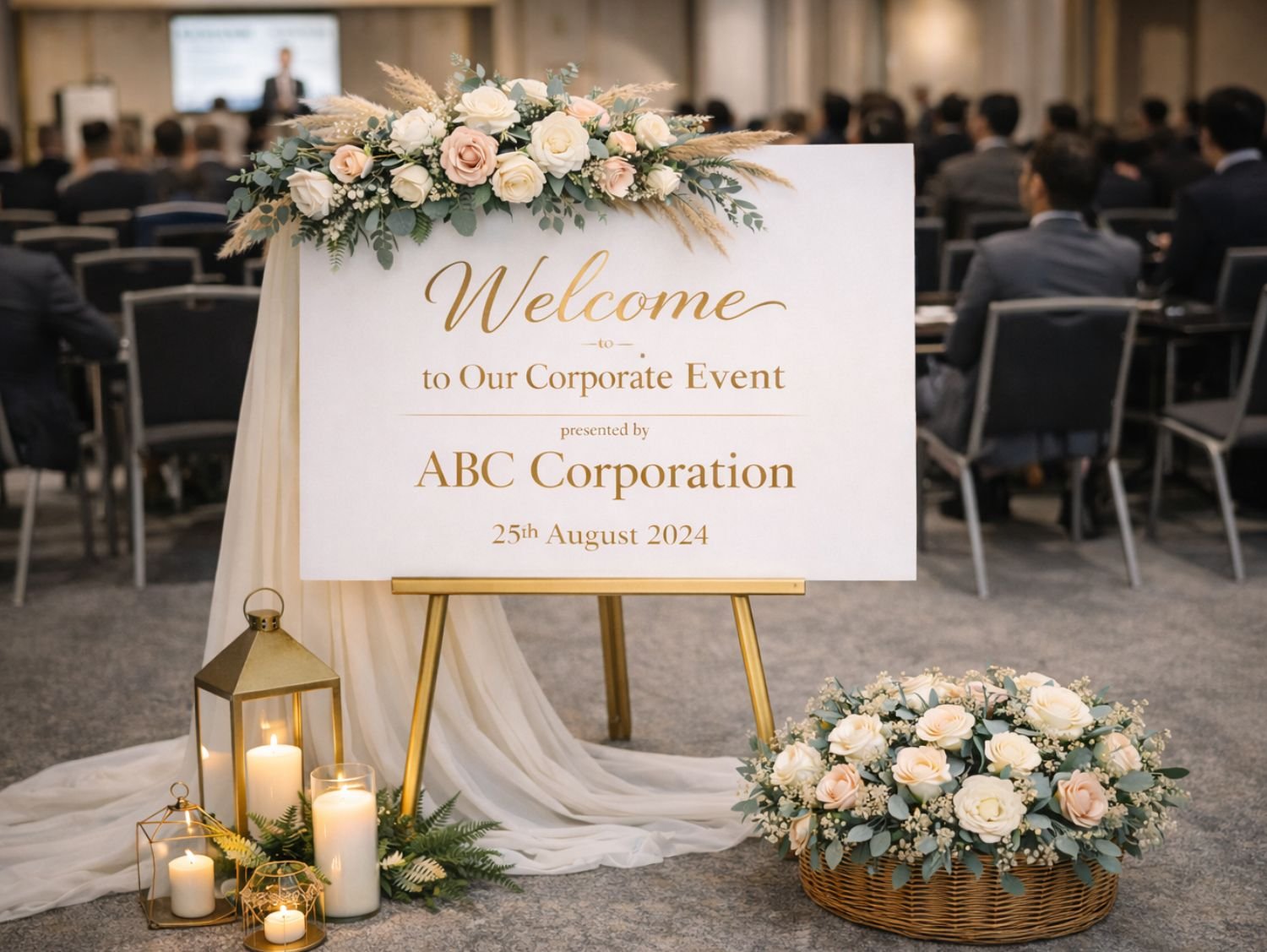 Party entrance welcome board decoration with floral design Sri Lanka