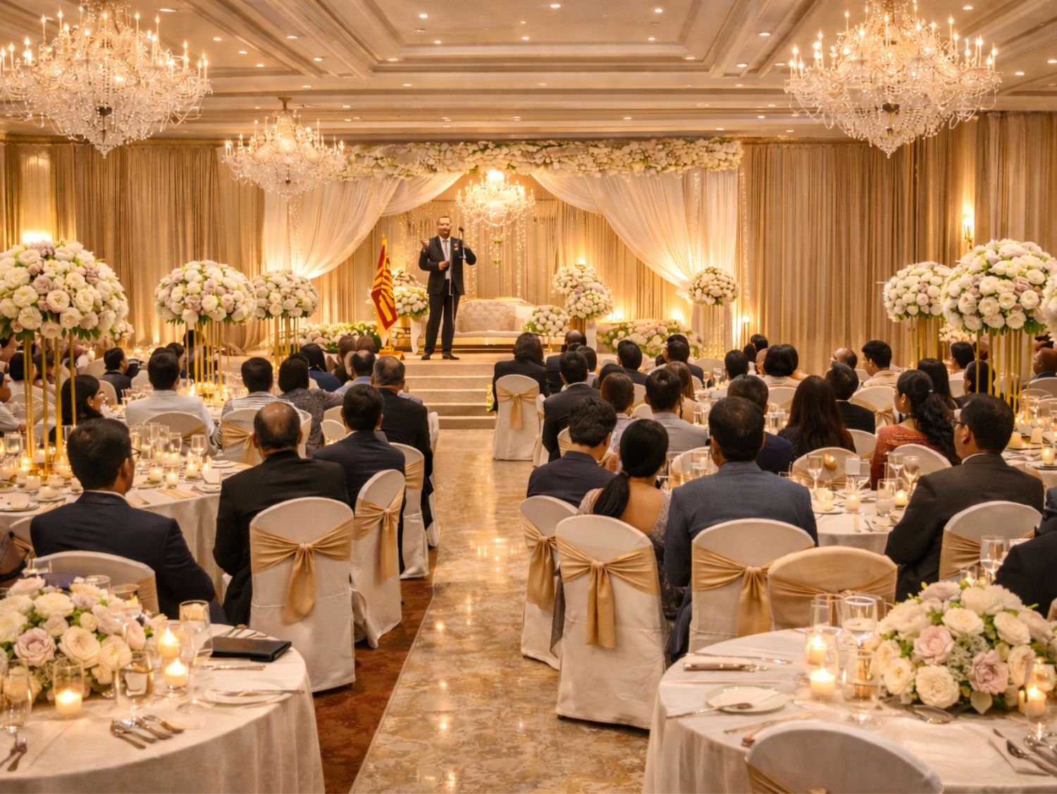 Premium event hall decoration setup for weddings and formal occasions