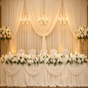 Elegant head table decoration setup for wedding events in Sri Lanka