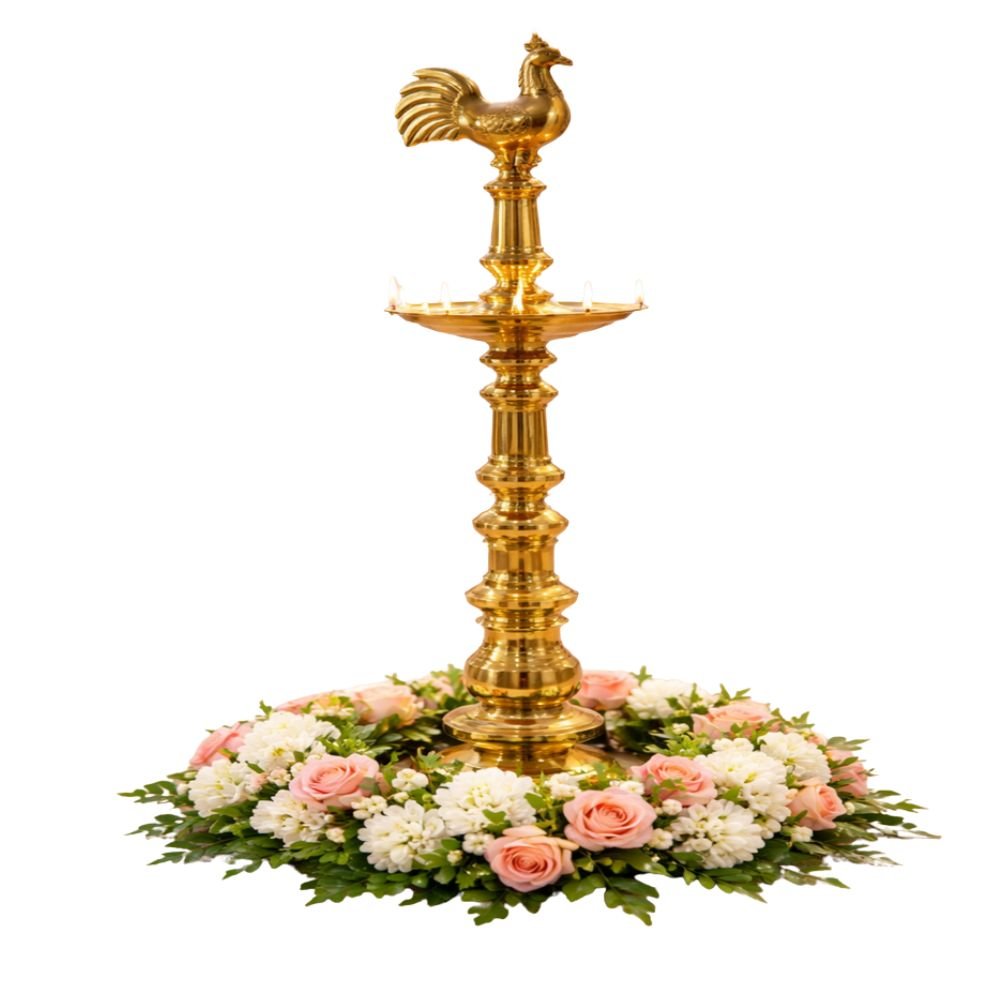 Traditional oil lamp decoration used for Sri Lankan wedding ceremony