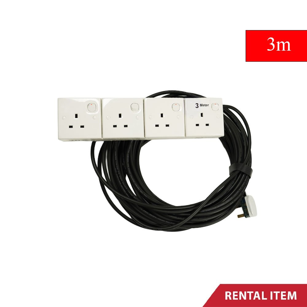 Power Extension Cord with 4 Socket 03 Meter 13A - Custom Made