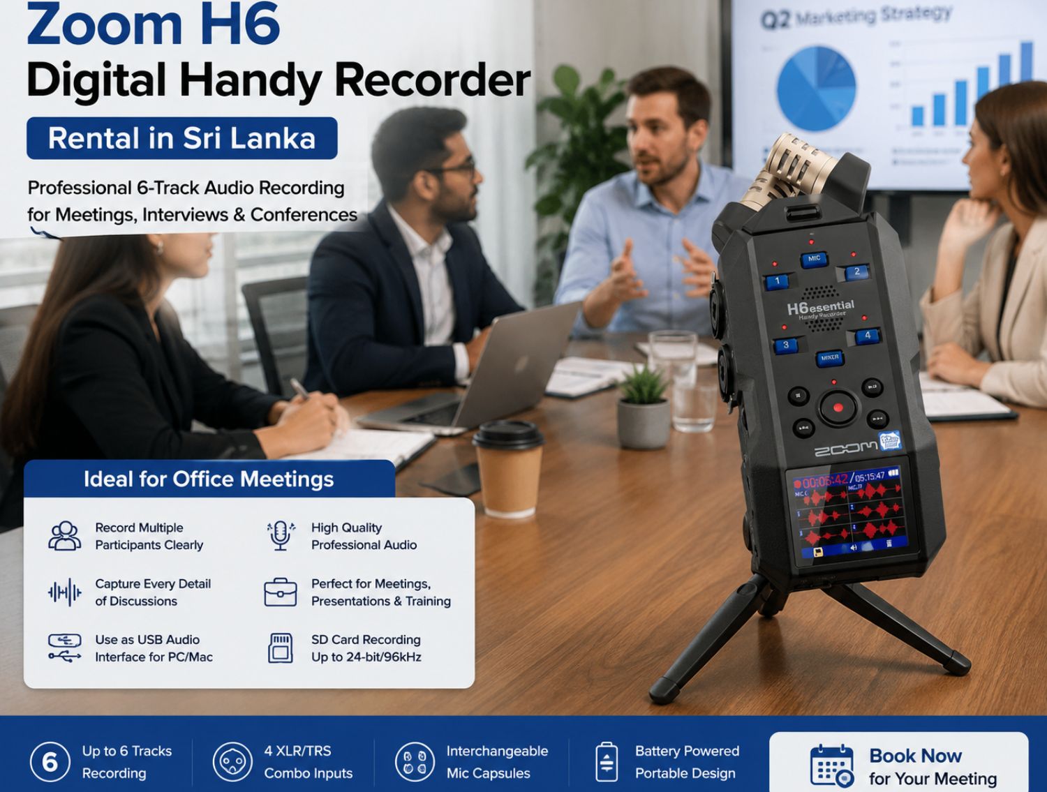 Zoom H6 Multi Track Recorder Rental for Interviews